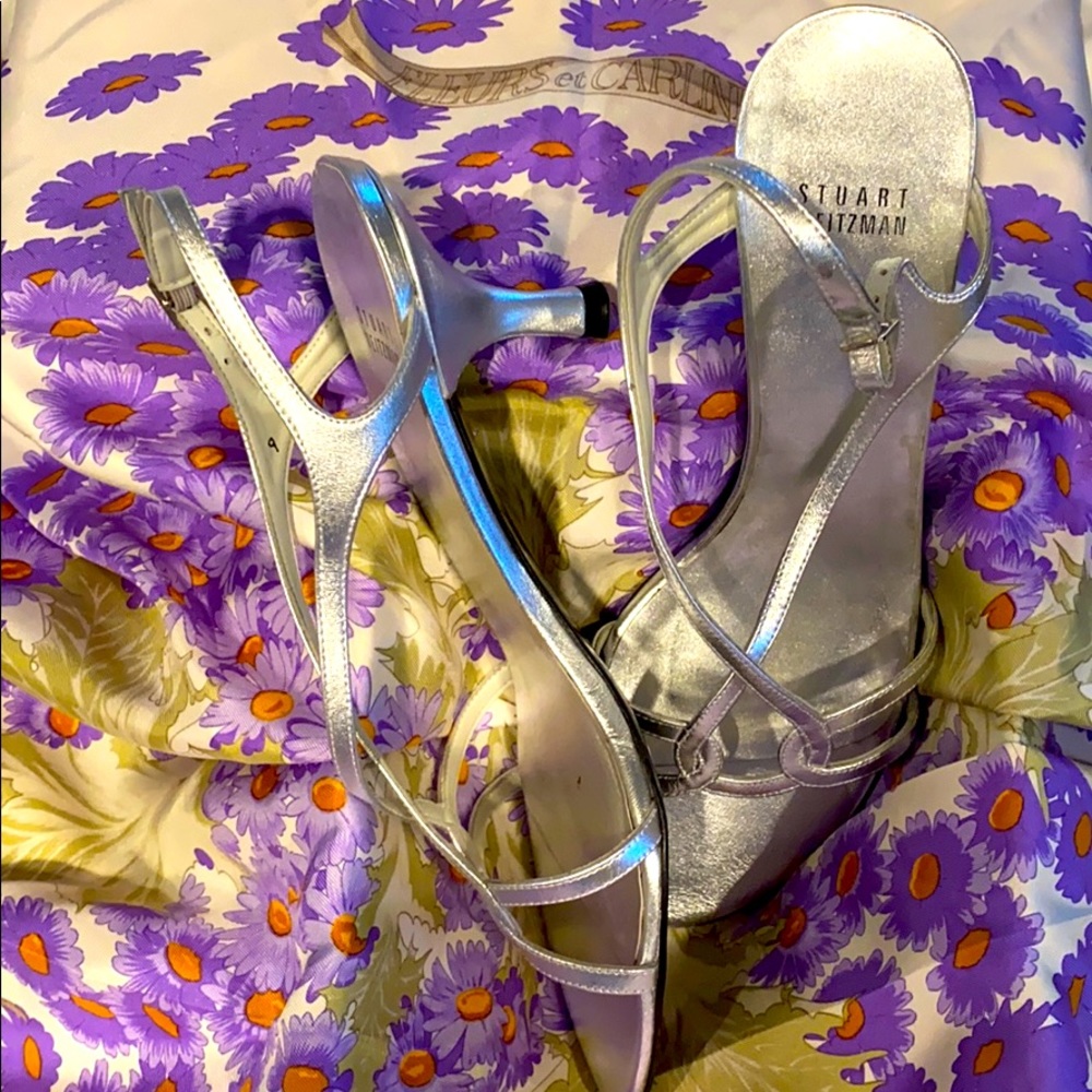 Stuart Weitzman Silver Matte Lame Size 9!